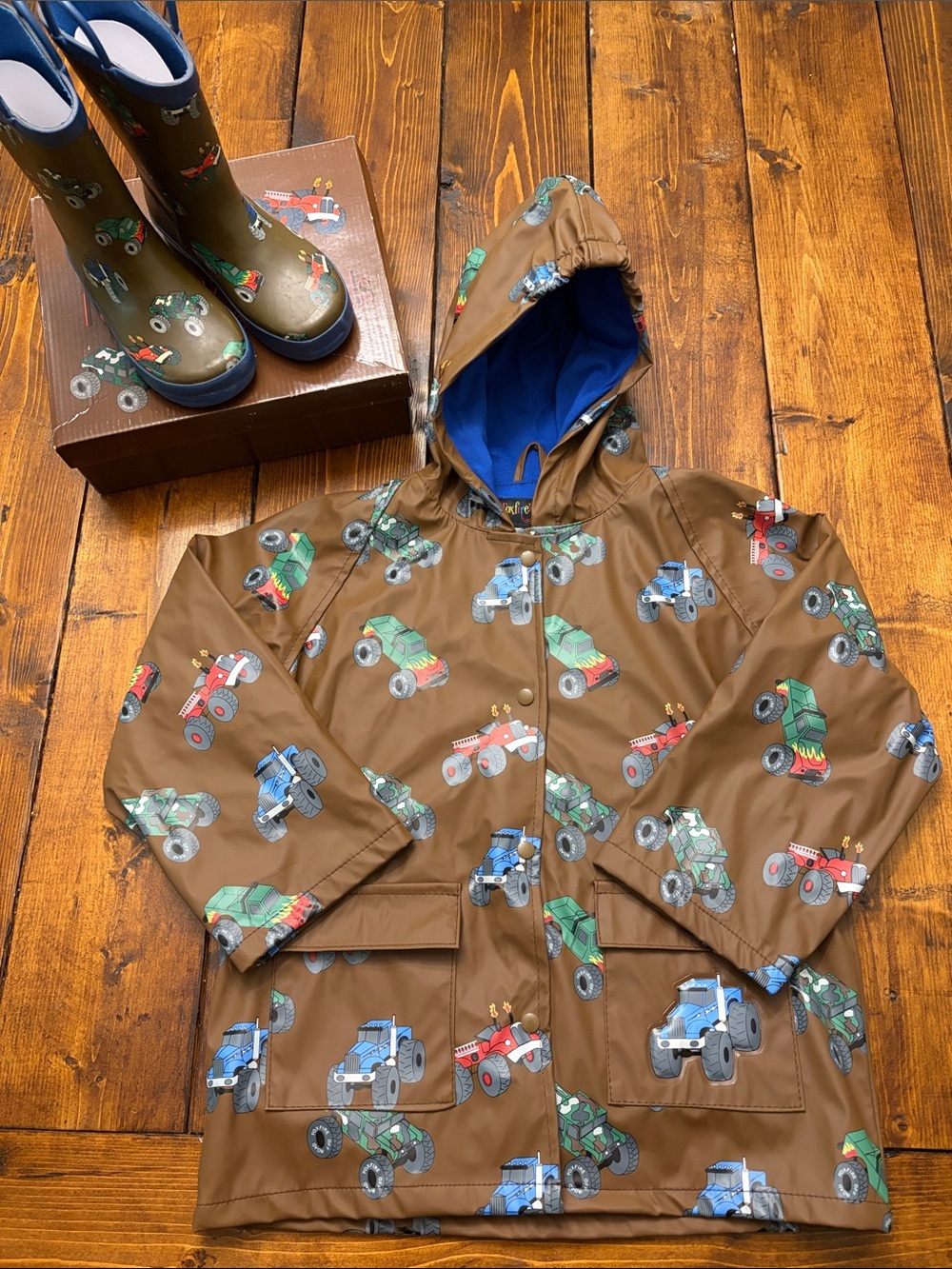 Monster Truck Rain Jacket and Rain Boots